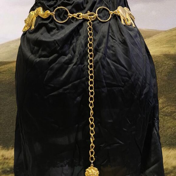 Vintage Festival Y2K Retro Novelty Gold Tone Elephant Chain Belt Anne Klein main image 4